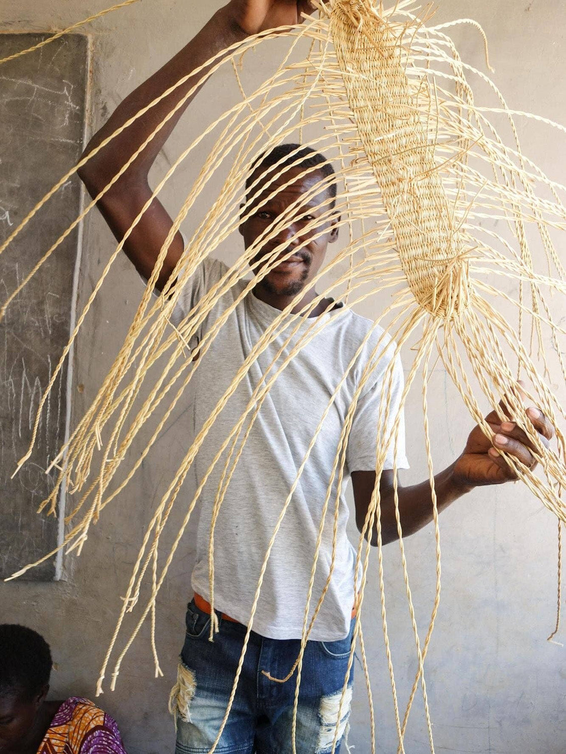 Handwoven Round Tray with Handles | 44cm