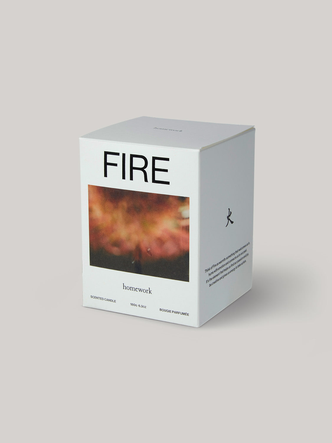 White box with 'FIRE' text on a neutral background.