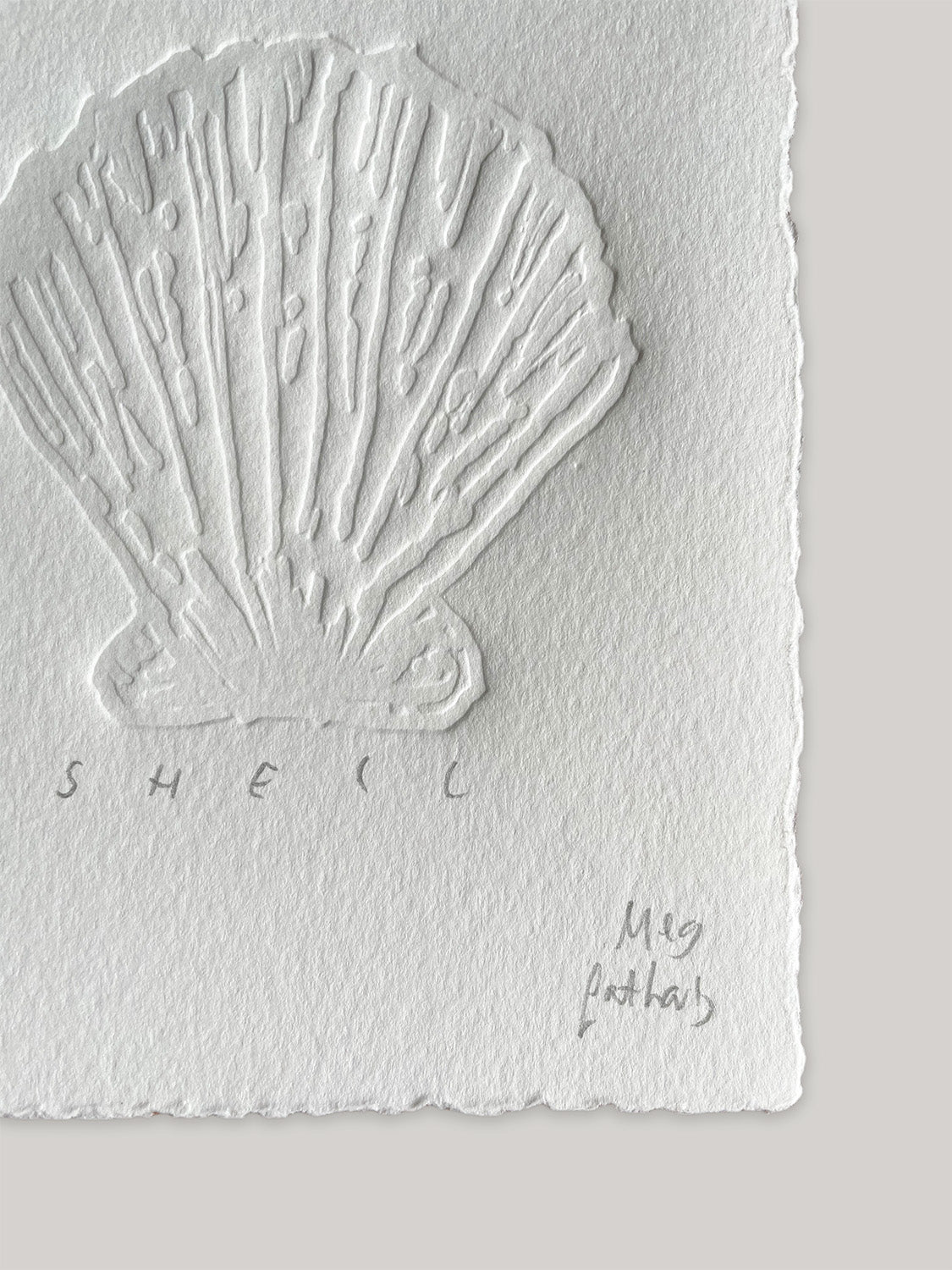 Shell hand-embossed artwork - detail.