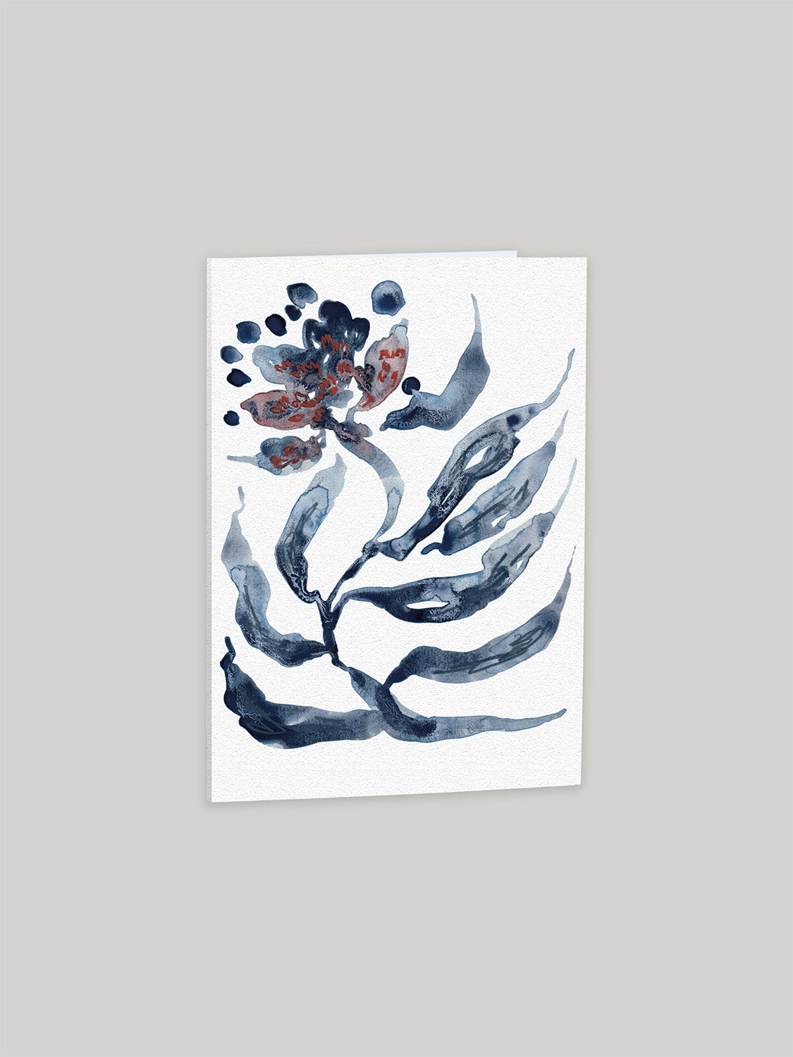 Greetings card with floral watercolour design on a white background.