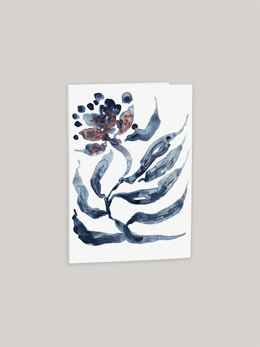 Greetings card with floral watercolour design on a white background.