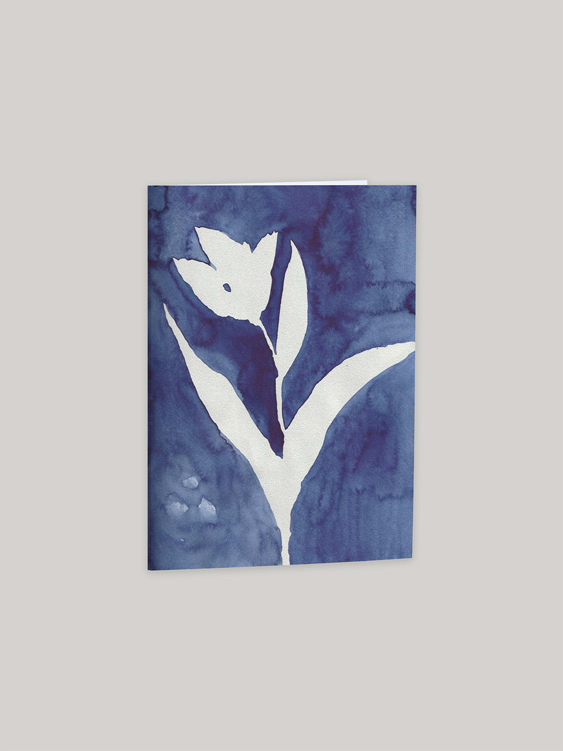 Blue Tulip botanical greeting card - front.