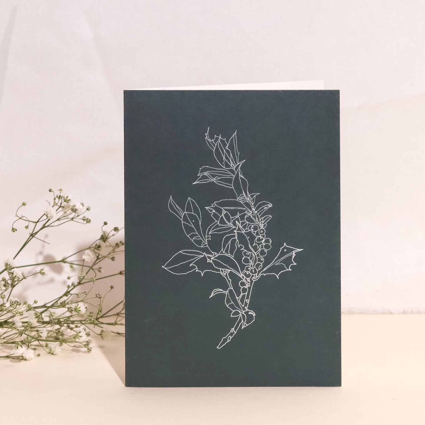 Dark Holly Botanical Christmas Card | A6