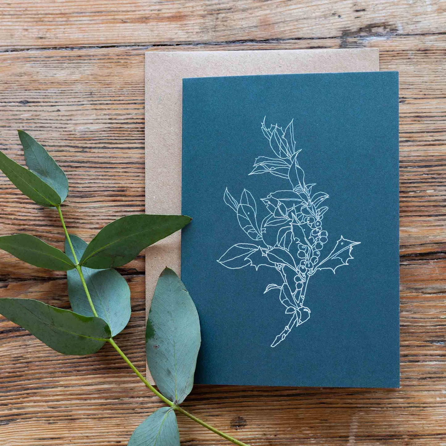 Dark Holly Botanical Christmas Card | A6