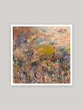 Abstract art print with warm colours on a neutral background.