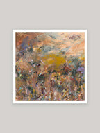 Abstract art print with warm colours on a neutral background.