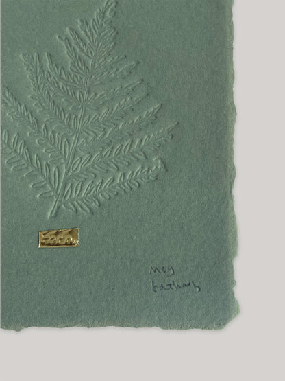 Fern hand-embossed artwork on handmade paper - detail 4.