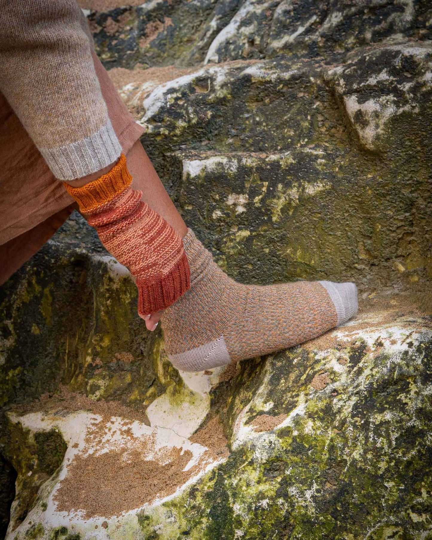 Fine Merino Wool Socks | Apricot Marl