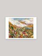 Abstract art print with vibrant colours on a neutral background.
