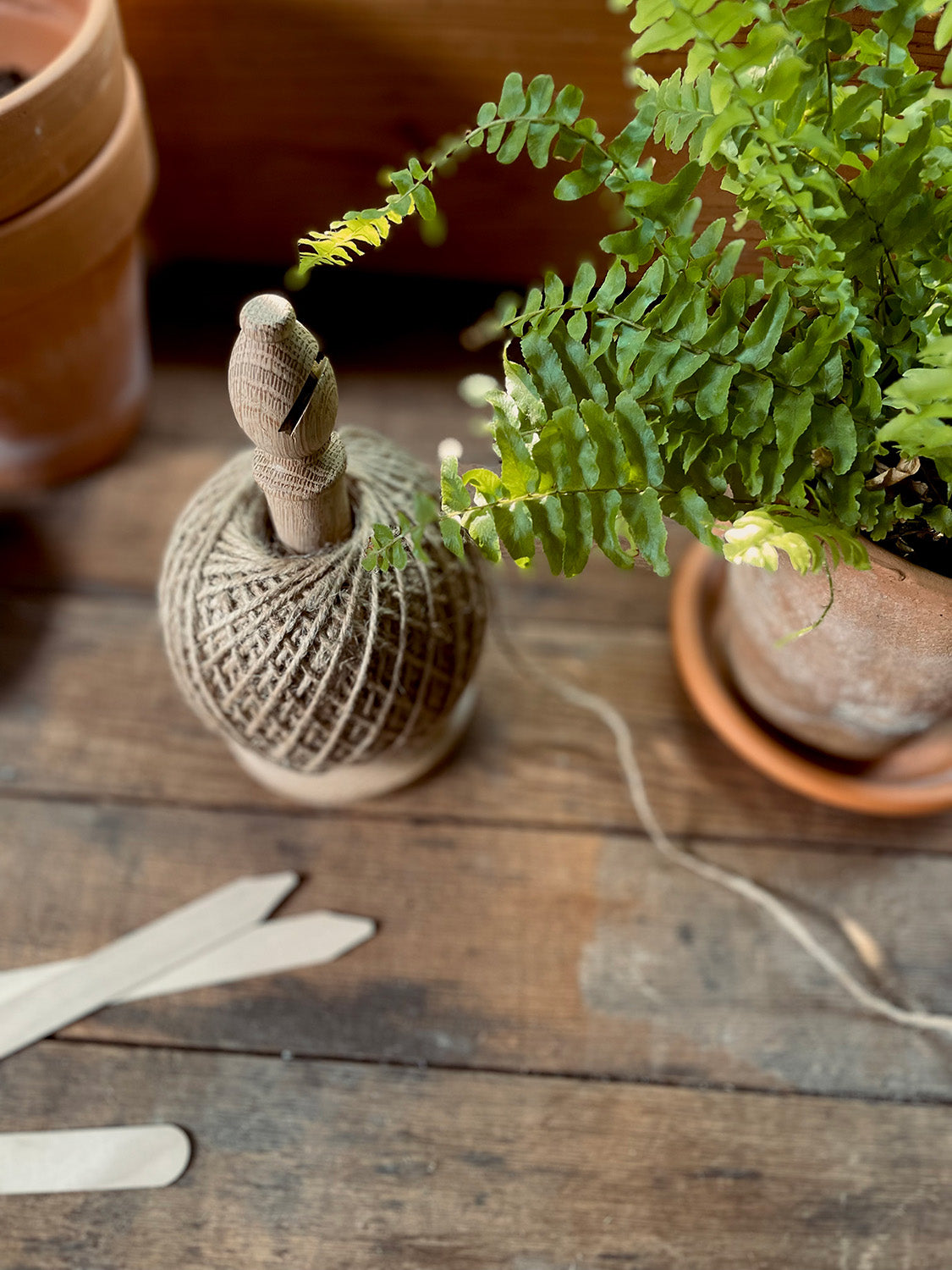 Oak Twine Holder with Jute Twine