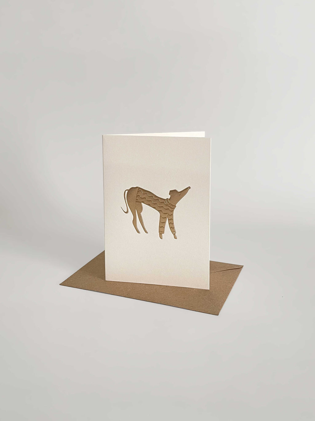 Gold Embossed Dog in a Jumper Keepsake Card | A6
