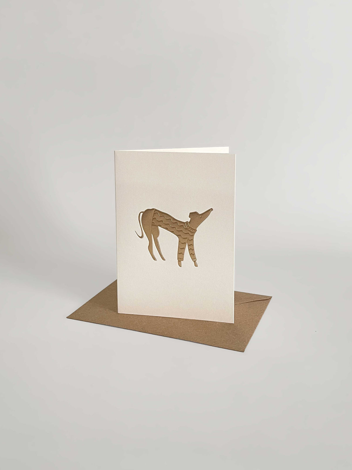 Gold Embossed Dog in a Jumper Keepsake Card | A6