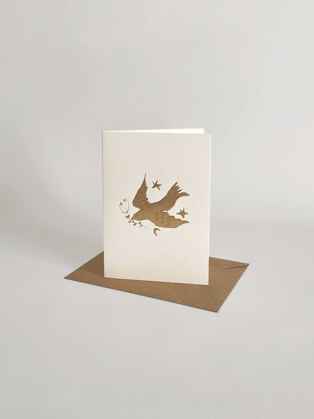 Gold Embossed Dove in the Stars Keepsake Card | A6