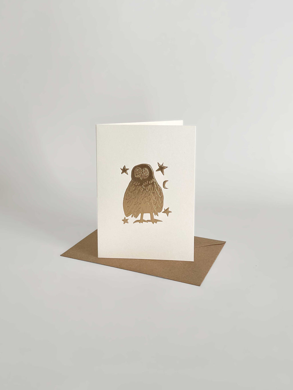 Gold Embossed Owl & Stars Keepsake Card | A6