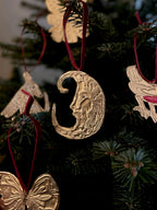 Gold Tin Moon Handmade Christmas Decoration | 10cm