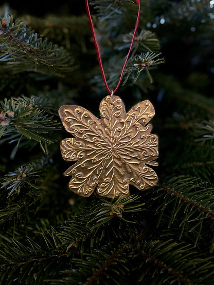 Gold Tin Snowflake Handmade Christmas Decoration | 9cm