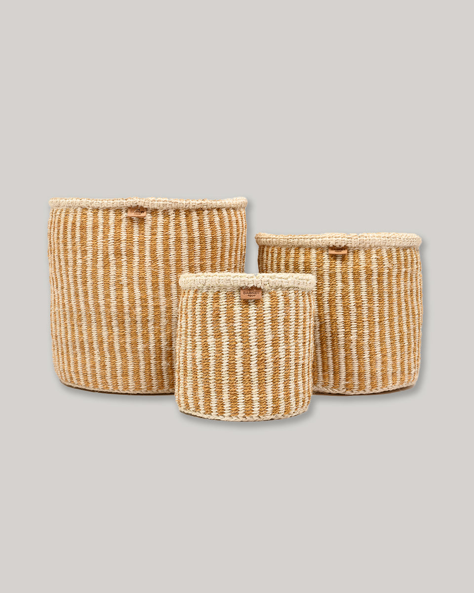 Striped Woven Storage Basket