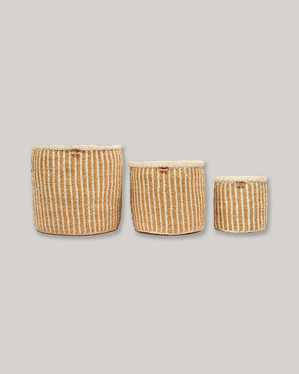 Striped Woven Storage Basket