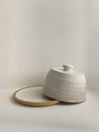 White Speckle Handmade Ceramic Butter Dish with Lid | 16.5cm