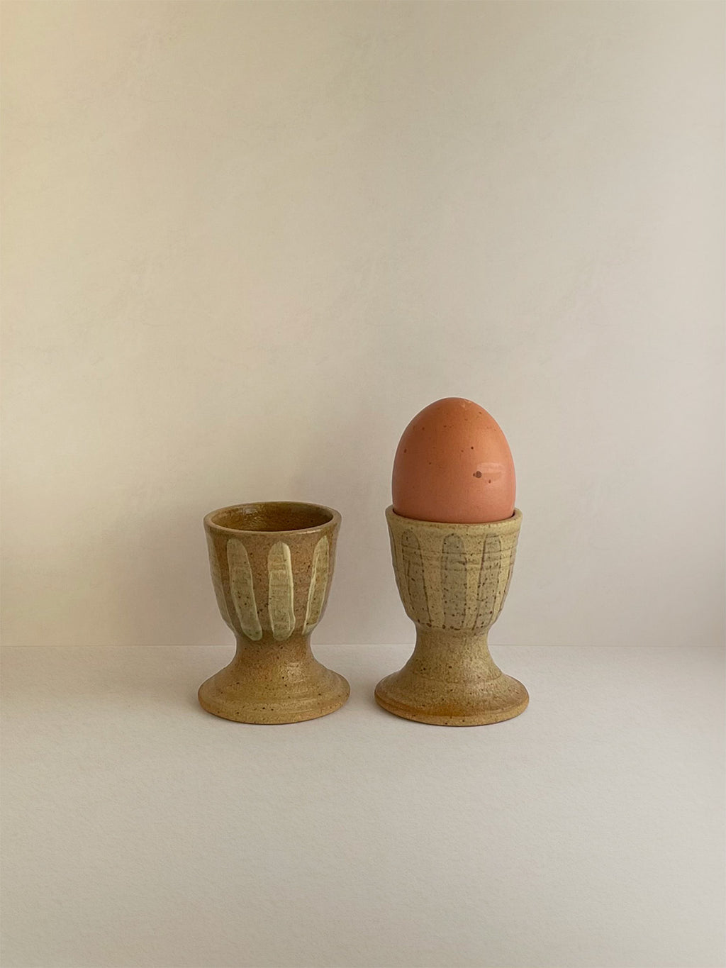 Handmade Ceramic Striped Egg Cup | 7cm