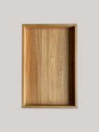 Handmade rectangular oak tray - top.