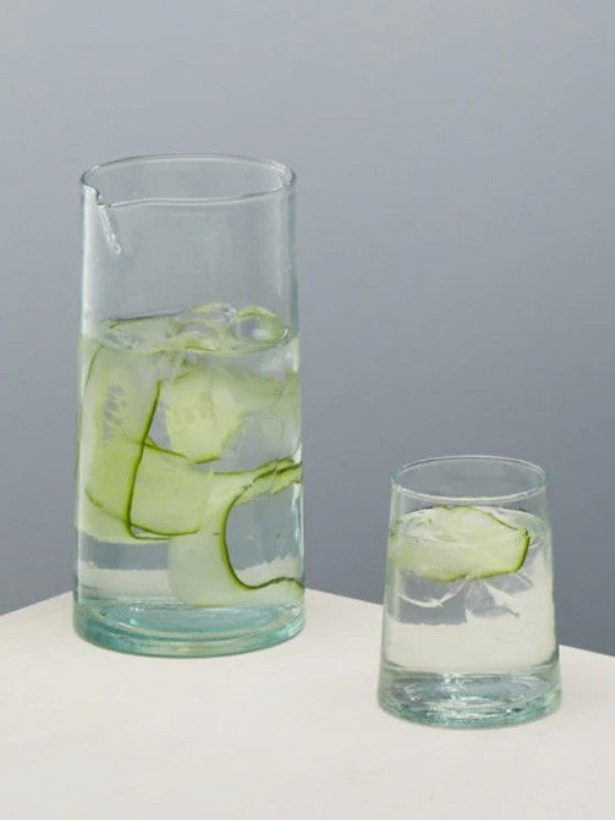 Handmade Recycled Glass Straight Carafe | 1 litre