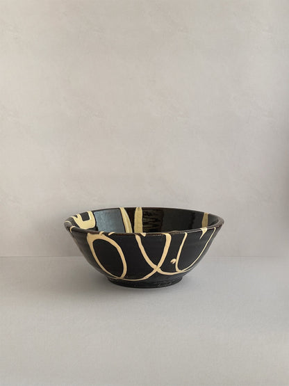 Handmade slipware small bowl - front.