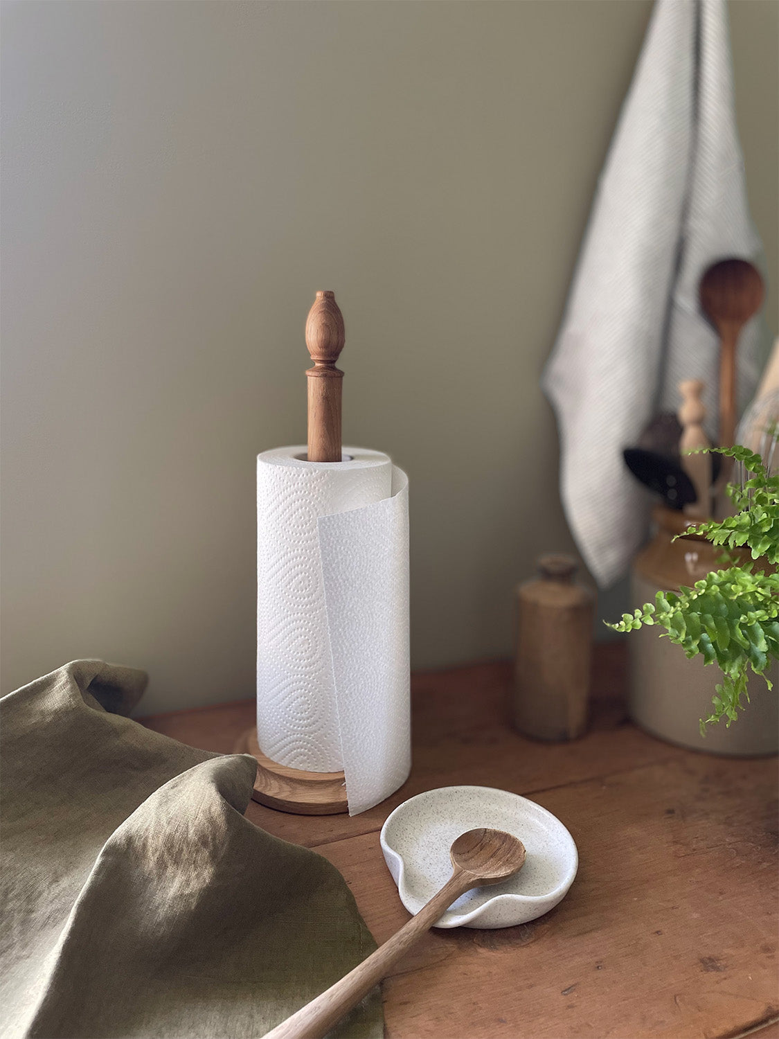 Oak Kitchen Roll Holder