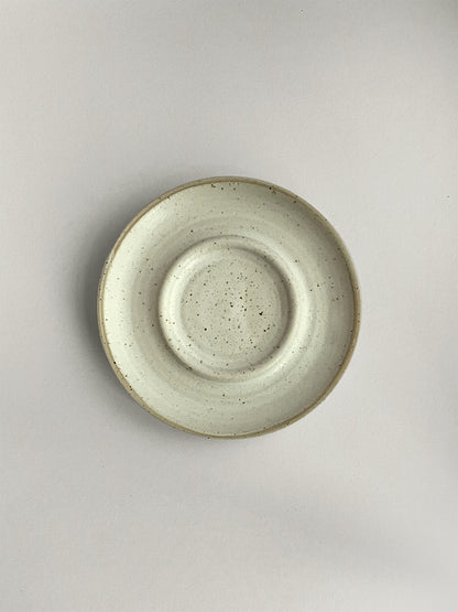 Oat Speckle ceramic stubby candle holder - top.