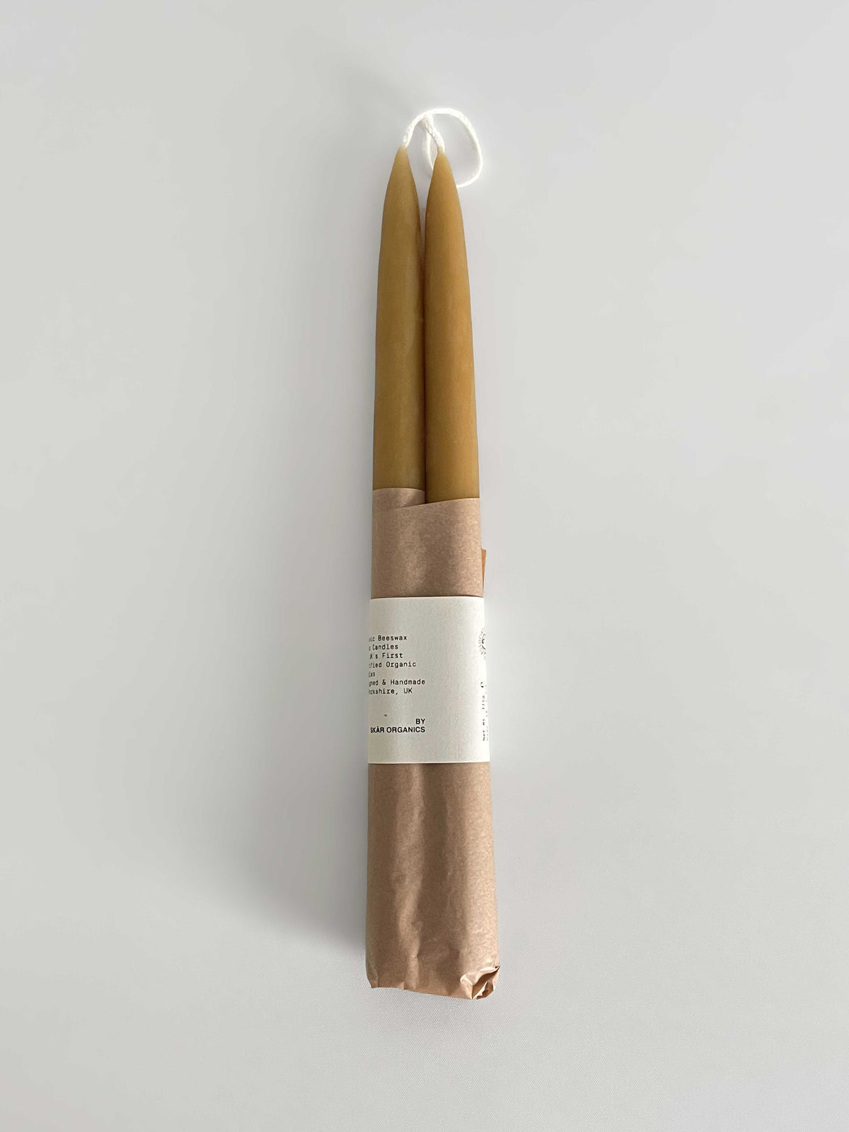 Organic Beeswax Hand-dipped Taper Candles, Pair | 25cm