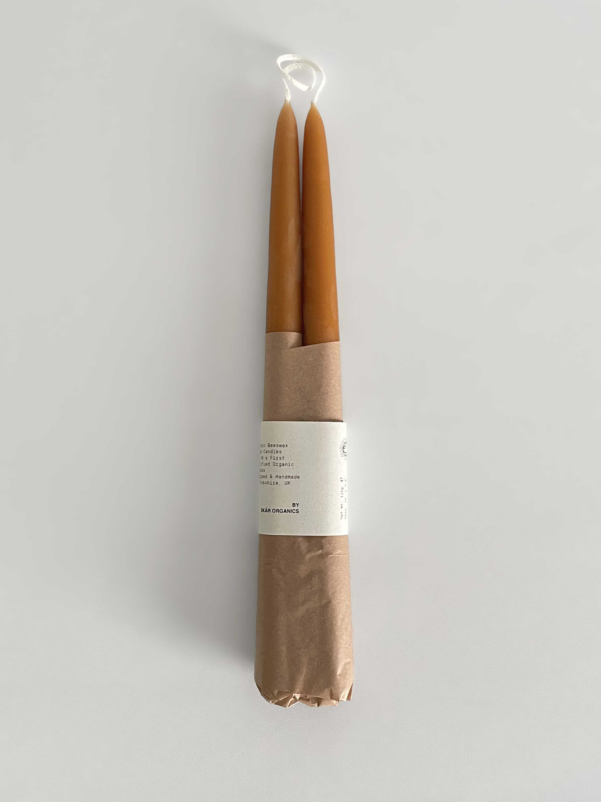 Organic Beeswax Hand-dipped Taper Candles, Pair | 25cm