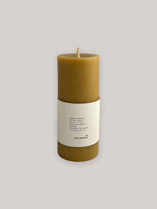 Organic Beeswax Hand-poured Pillar Candle | 14cm