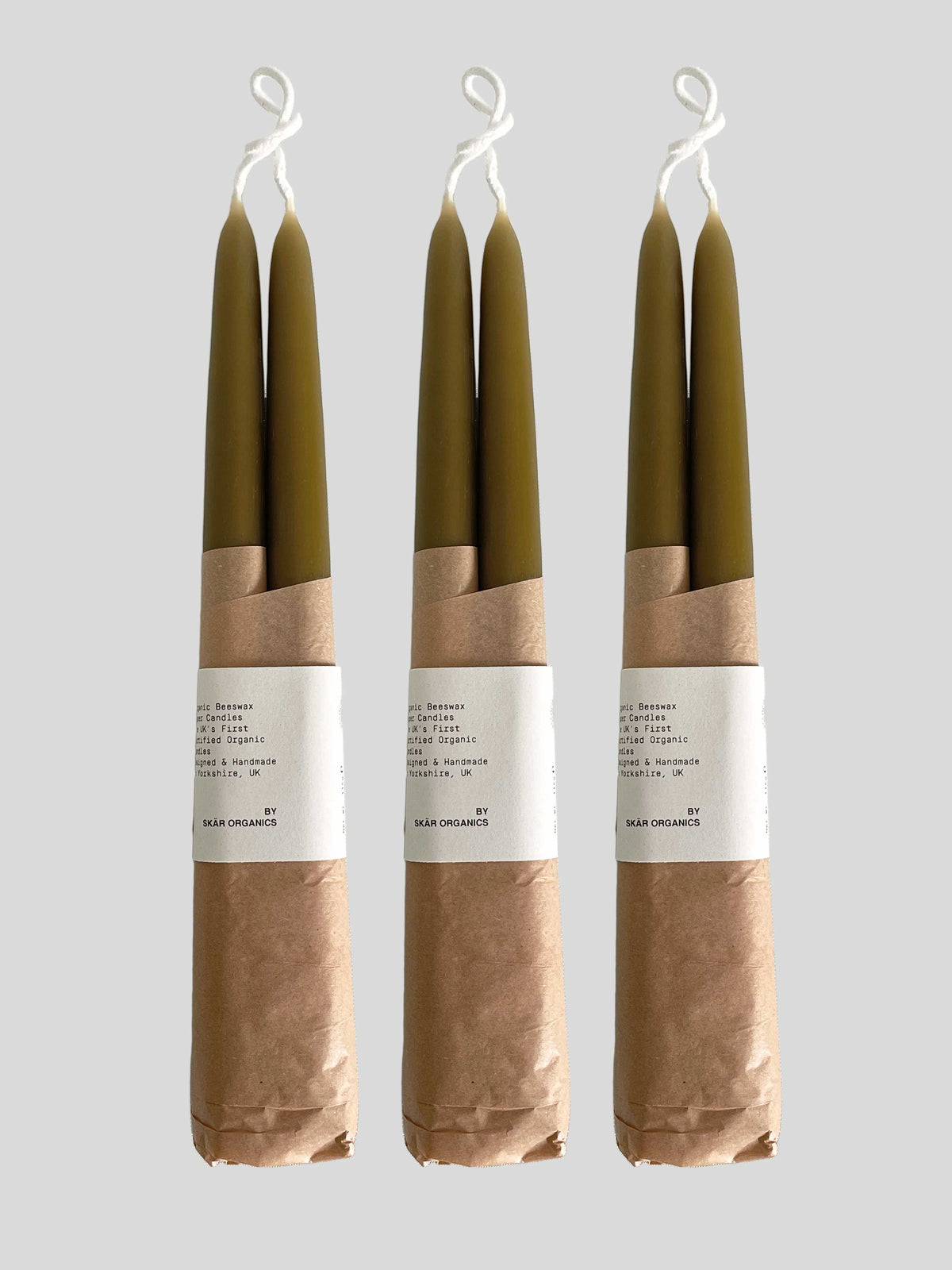 Organic Beeswax Hand-dipped Taper Candle Set | 3 Pairs