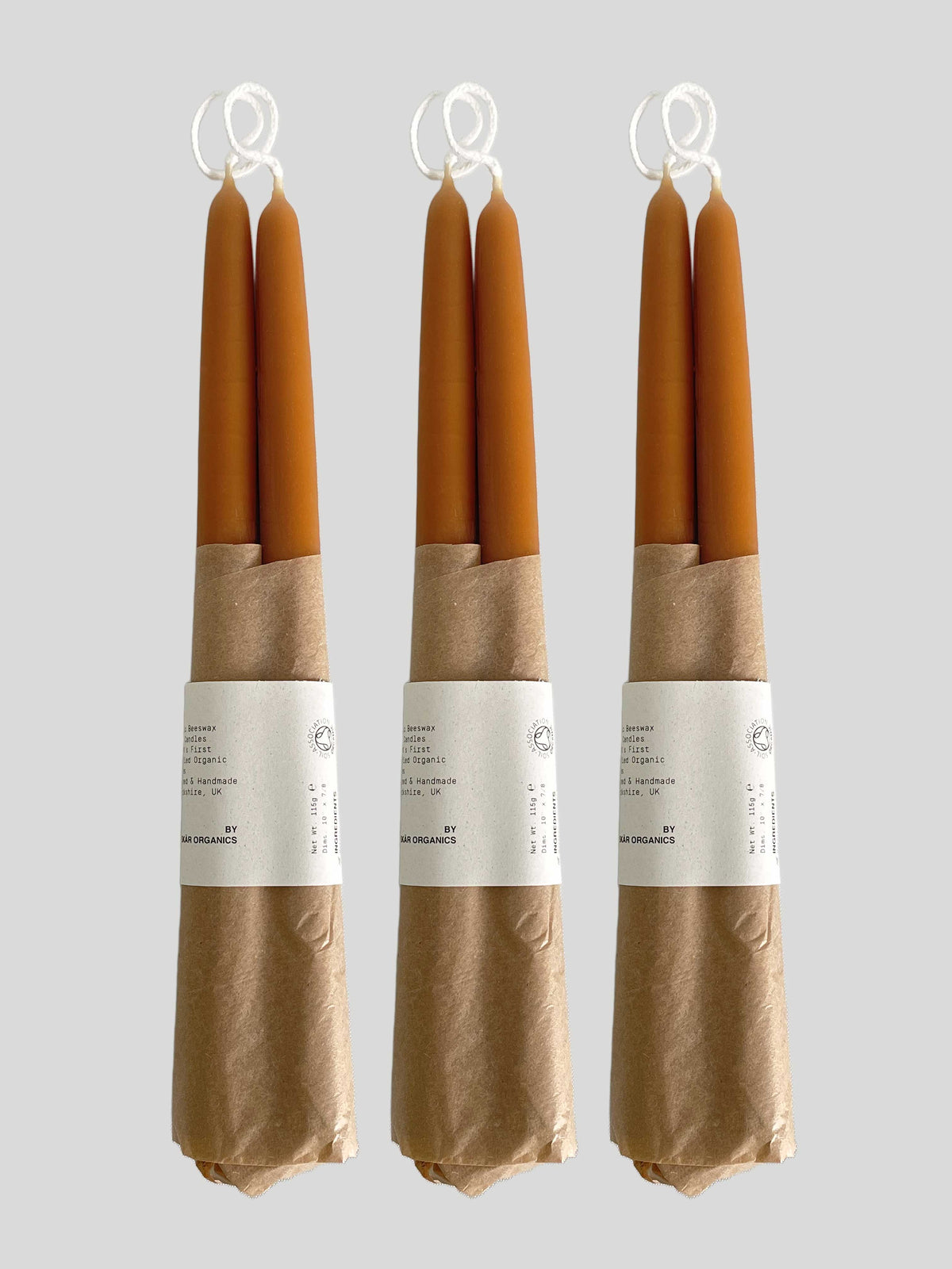 Organic Beeswax Hand-dipped Taper Candle Set | 3 Pairs