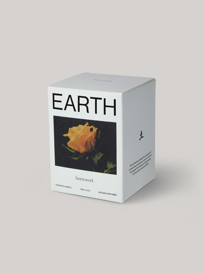 Box labelled 'EARTH' with a flower design on a neutral background.