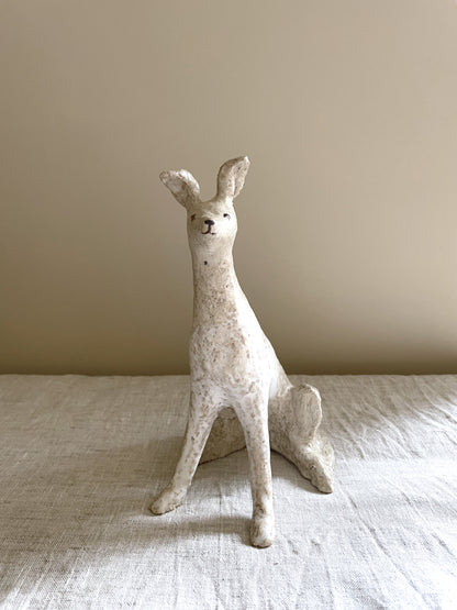 Seated Stoneware Hound | Rustic Sand