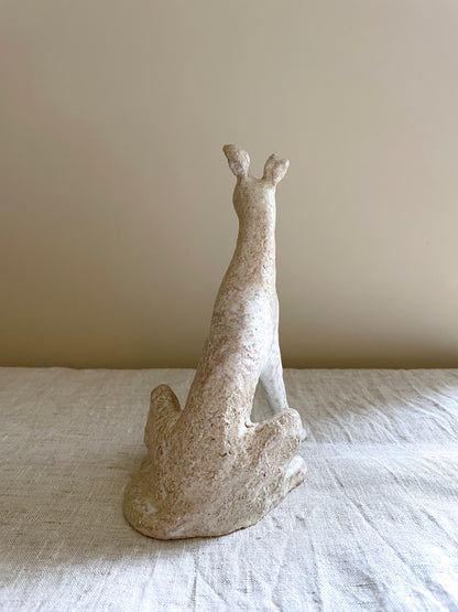 Seated Stoneware Hound | Rustic Sand