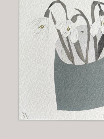 Limited Edition Snowdrop Collage Print