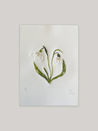 Snowdrops embossing, drawing and collage.