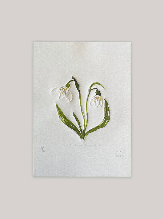 Limited Edition Snowdrops Embossing, Drawing and Collage