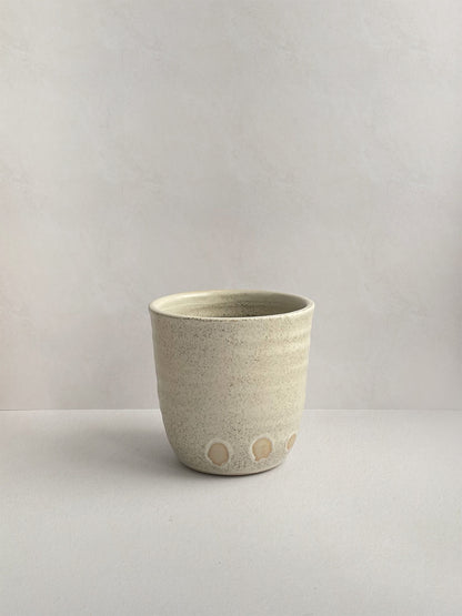 Stone Speckle ceramic coffee cup - back.