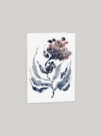 Greetings card with watercolour floral design on a neutral background.