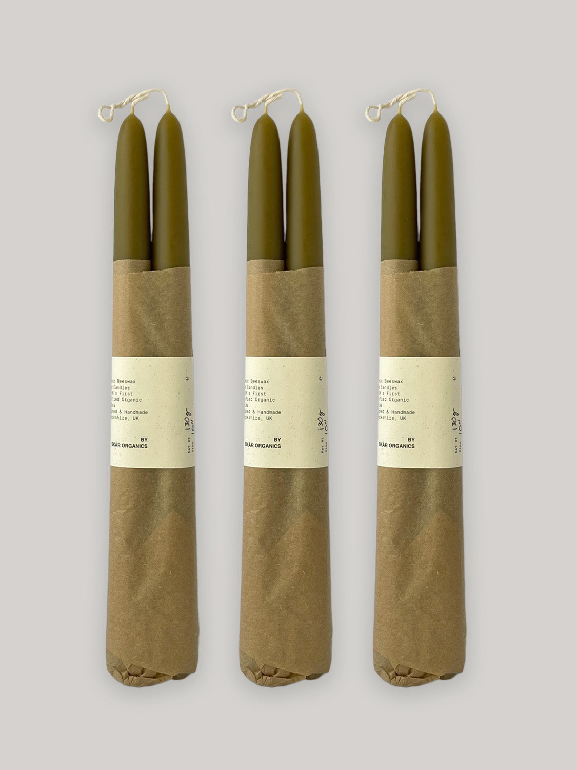 Organic Beeswax Hand-dipped Taper Candle Set | 3 Pairs