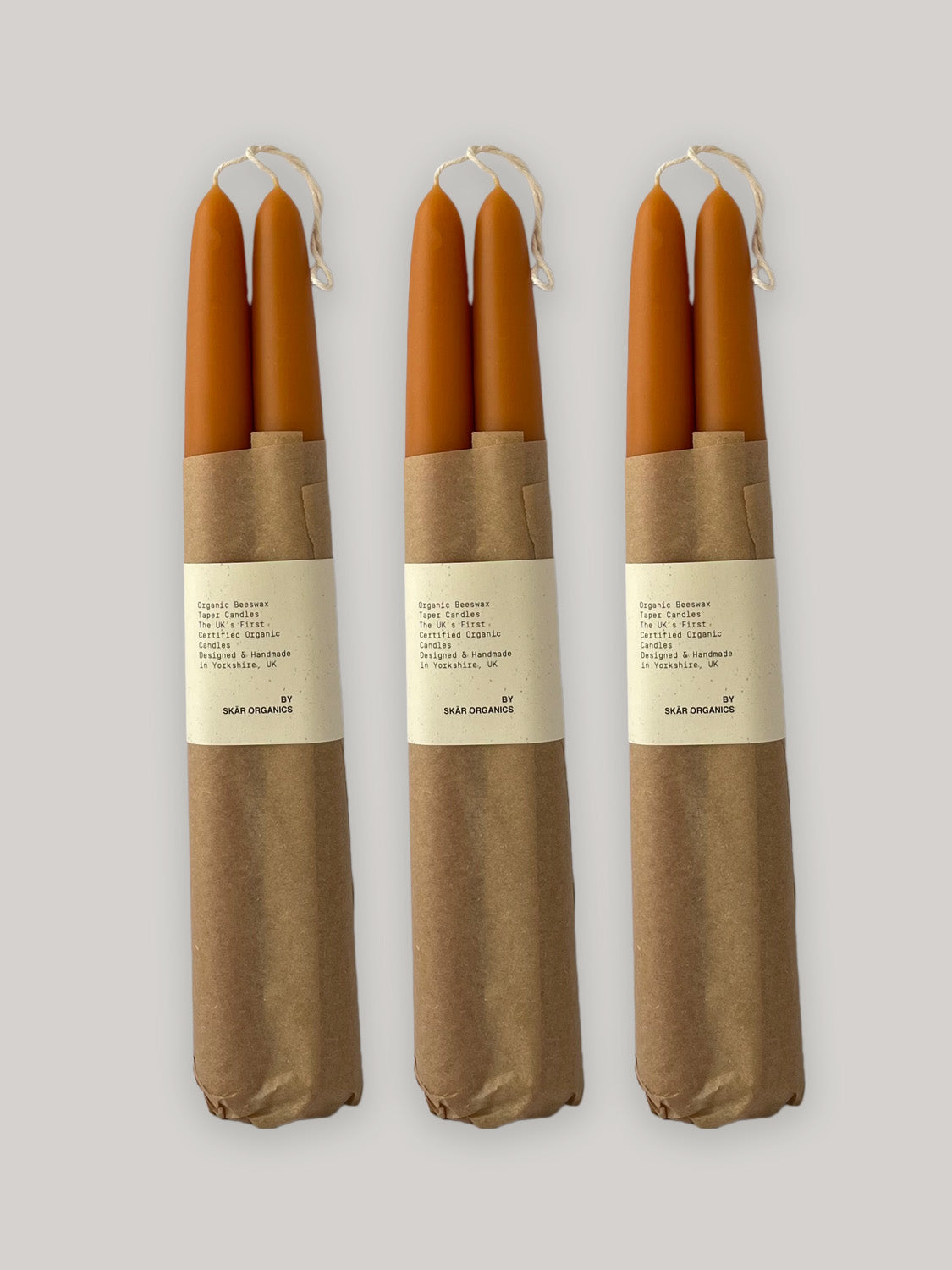 Organic Beeswax Hand-dipped Taper Candle Set | 3 Pairs
