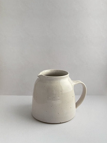 White Speckle ceramic jug - front.